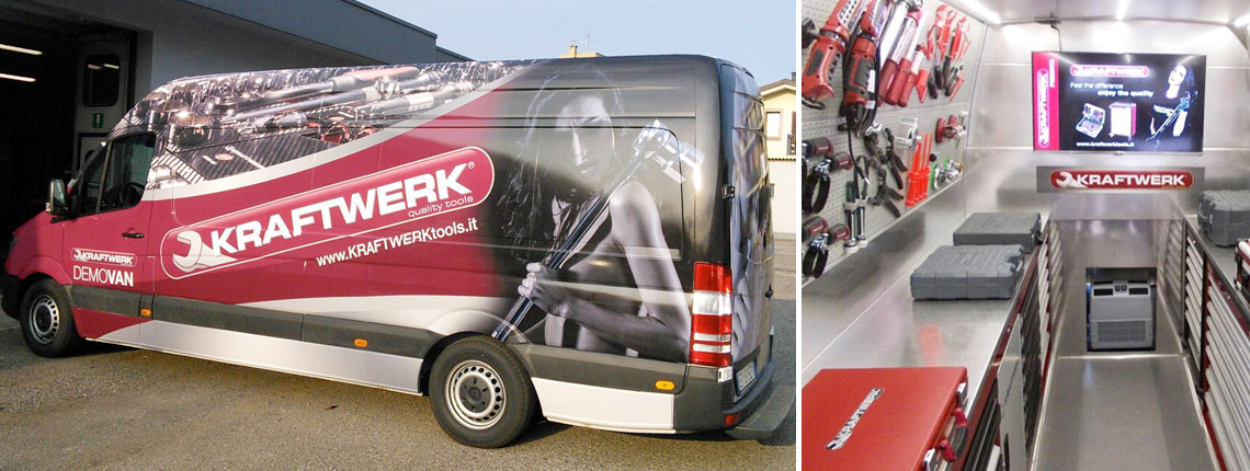 allestimento furgone uso laboratorio mobile showroom kraftwerk tools