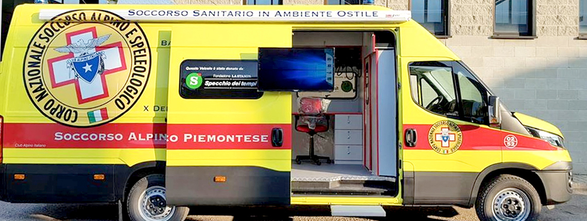 allestimento furgone uso laboratorio mobile per soccorso sanitario alpino e speleologico piemontese